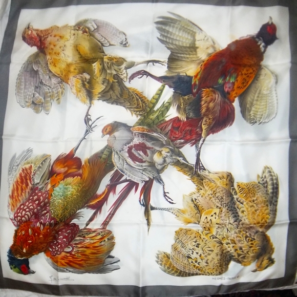 Vintage Hermés 100% Luxurious Silk Scarf | Four Large Pheasant Design - Picture 1 of 7